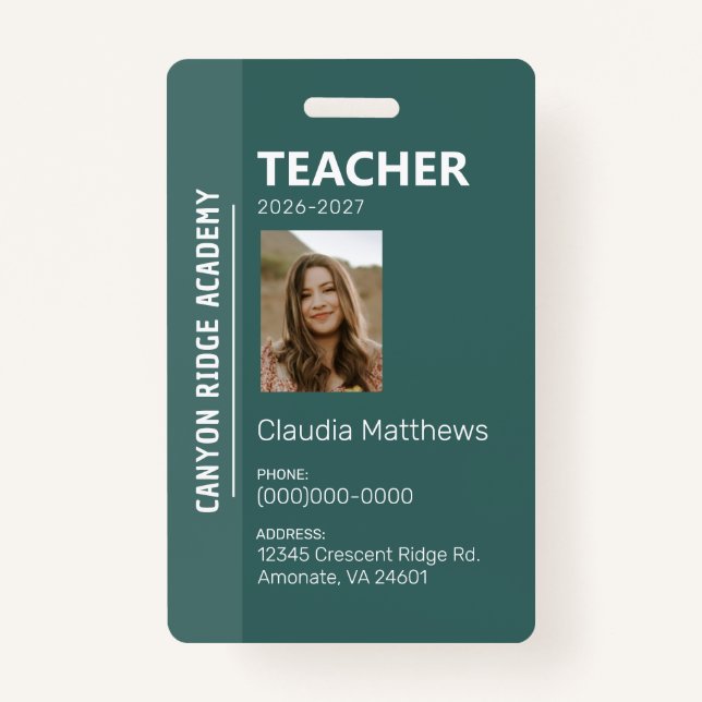 Crachá Green Stripe Homeschool Educator ID Badge (Frente)