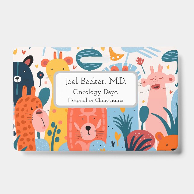 Crachá Grupo de animais imaginários coloridos (Frente)