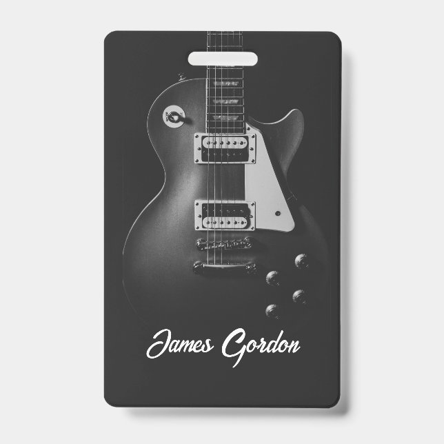 Crachá Guitarra elétrica monocromática personalizada (Frente)