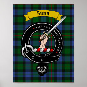Crachá Gunn Clan e Poster Tartan 8.5x11