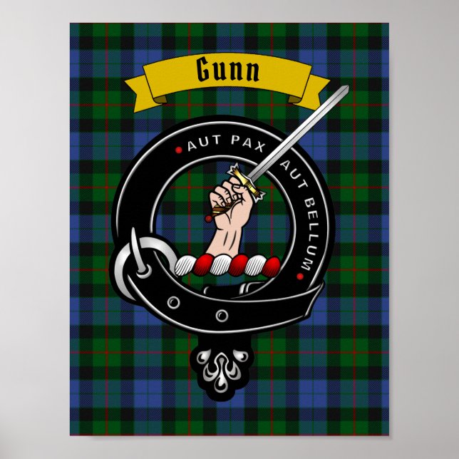 Crachá Gunn Clan e Poster Tartan 8.5x11 (Frente)