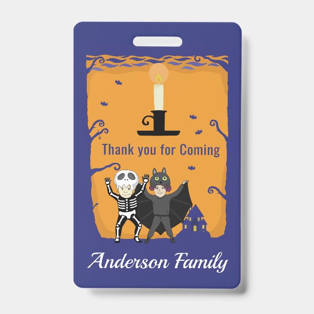 Crachá Halloween Aniversário Obrigado (Frente)