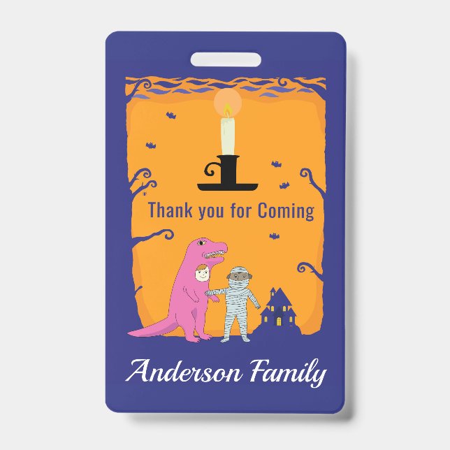 Crachá Halloween Aniversário Obrigado (Frente)