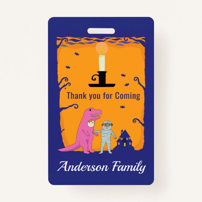 Crachá Halloween Aniversário Obrigado (Frente)