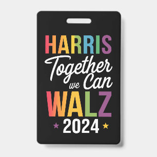 Crachá Harris Walz 2024 Kamala Juntos Podemos LGBT