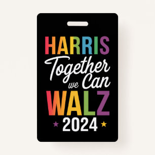 Crachá Harris Walz 2024 Kamala Juntos Podemos LGBT