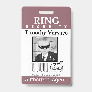 Crachá Hawthorn Rose Ring Bearer Security Badge