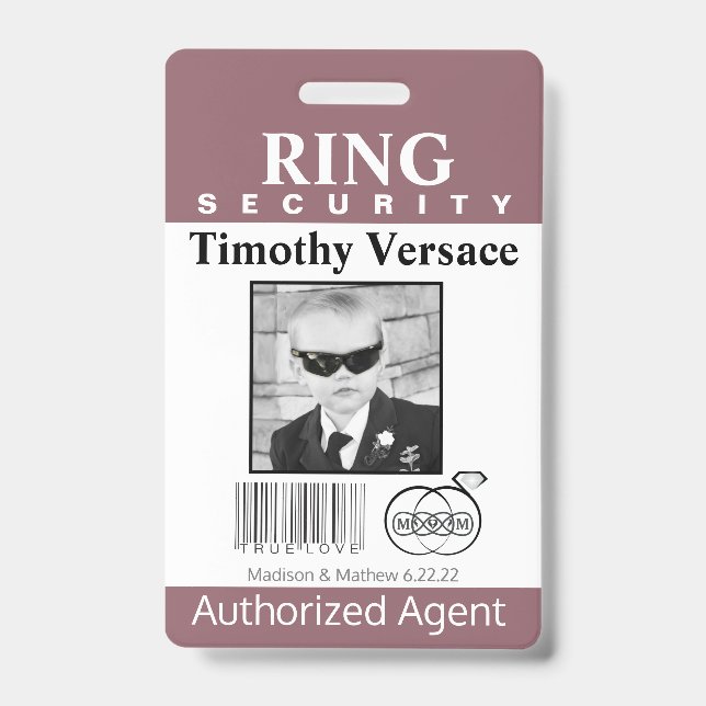 Crachá Hawthorn Rose Ring Bearer Security Badge (Frente)