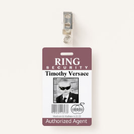 Crachá Hawthorn Rose Ring Bearer Security Badge