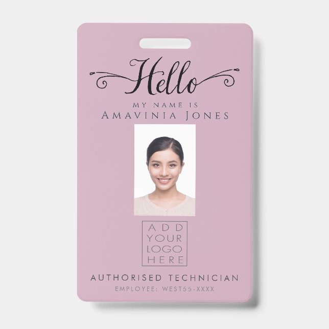 Crachá Hello Business Photo ID Identification Plastic (Frente)