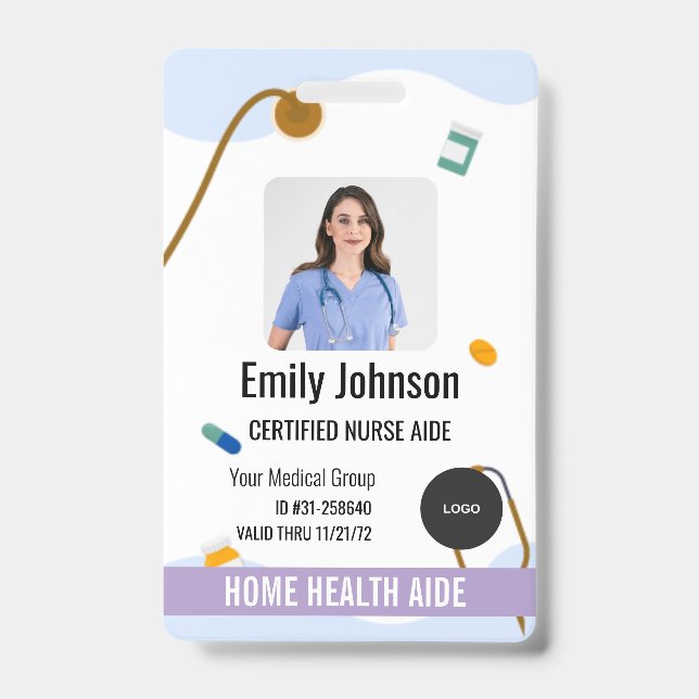 Crachá Home Health Aide / Certified Nurse Aide Photo ID (Frente)