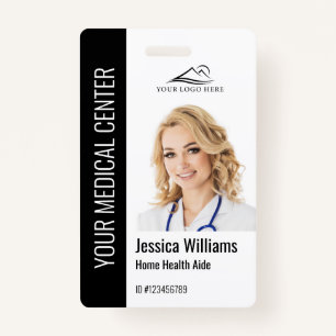 Crachá Home Health Aide Medical Photo ID Black