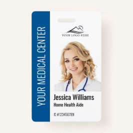 Crachá Home Health Aide Medical Photo ID Blue