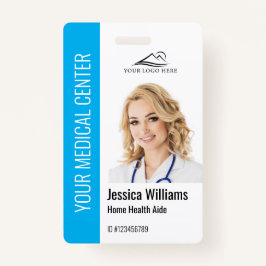 Crachá Home Health Aide Medical Photo ID Blue
