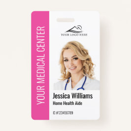 Crachá Home Health Aide Medical Photo ID Pink