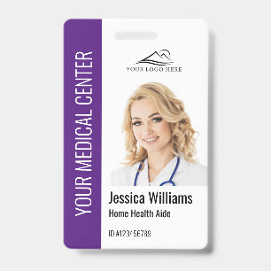 Crachá Home Health Aide Medical Photo ID Purple