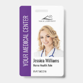 Crachá Home Health Aide Medical Photo ID Purple