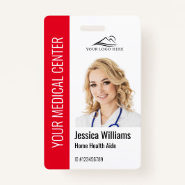 Crachá Home Health Aide Medical Photo ID Red