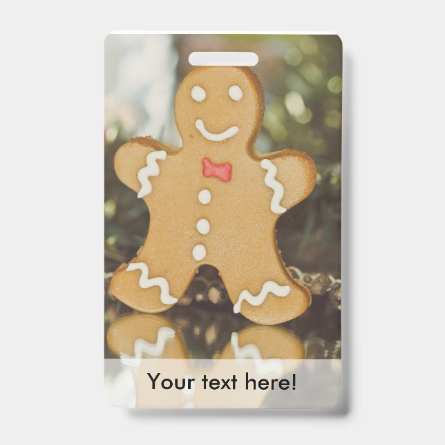 Crachá homem de biscoito de gengibre de Natal (Frente)