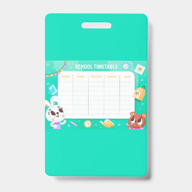 Crachá Horário escolar (Frente)