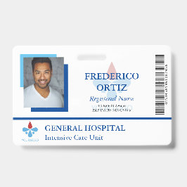 Crachá Hospital Azul Branco Identificação do logotipo