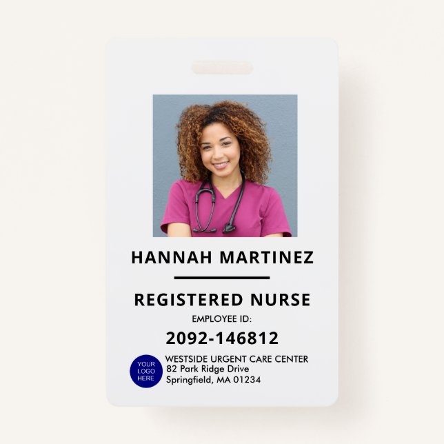 Crachá Hospital de Identificação de Foto de Funcionário P (Frente)