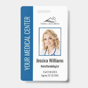 Crachá ID Azul do Funcionário Personalizado de Saúde