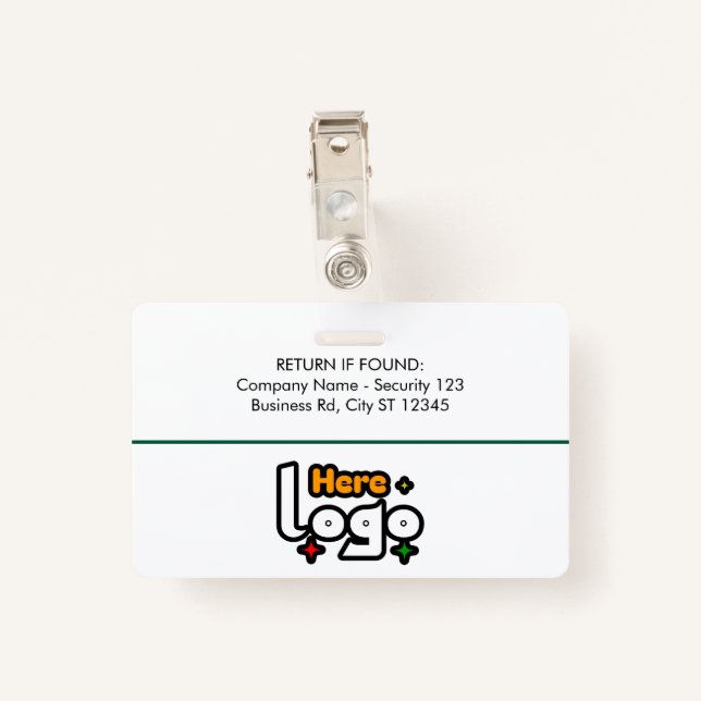 Crachá ID Badge Card Business Employee Staff Logo & Photo (Traseira c/ clipe)