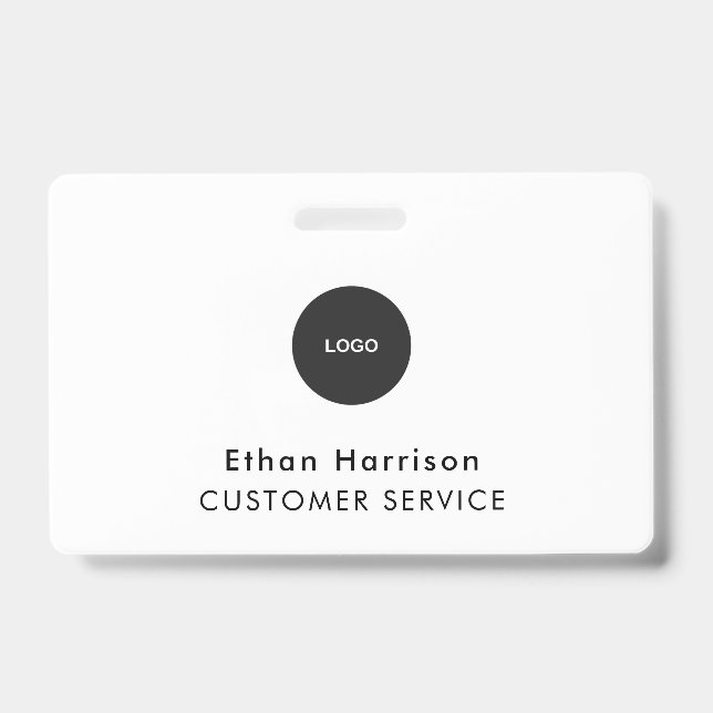 Crachá ID Badge Card | Business Employee Staff Logo White (Frente)