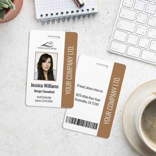 Crachá ID Brown do Funcionário Corporativo Moderno Person (Criador carregado)