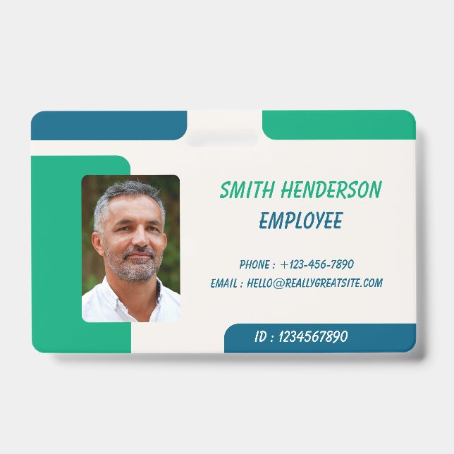 Crachá ID Card Badge | Minimal Business Employee Photo (Frente)