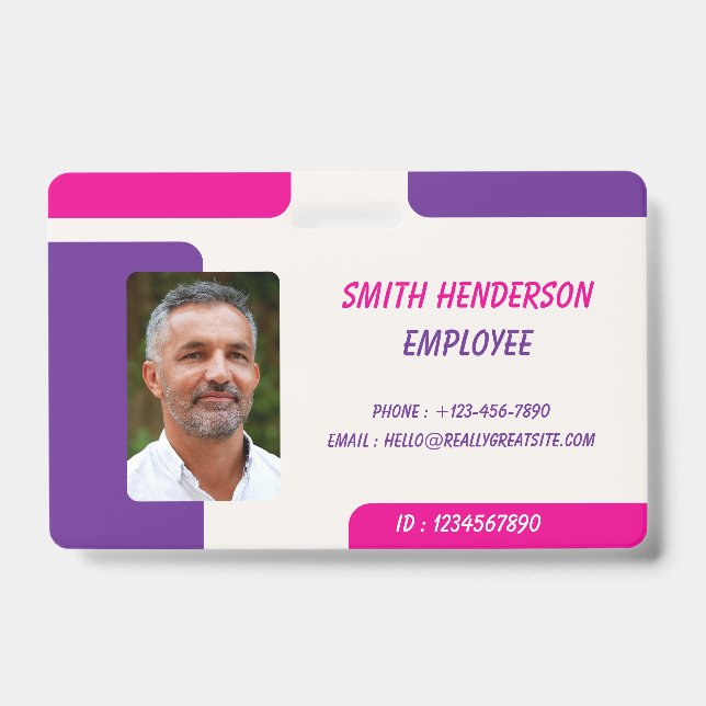 Crachá ID Card Badge | Minimal Business Employee Photo (Frente)