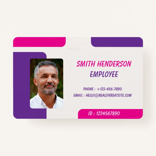 Crachá ID Card Badge | Minimal Business Employee Photo (Frente)