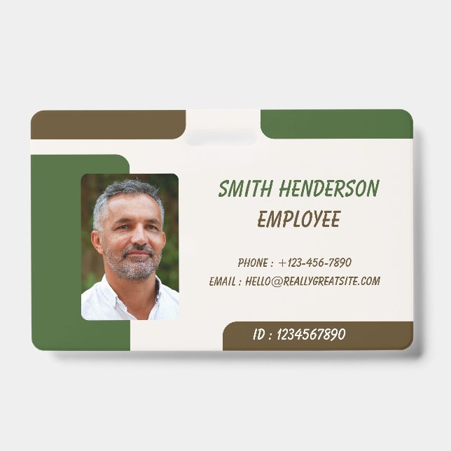 Crachá ID Card Badge | Minimal Business Employee Photo (Frente)