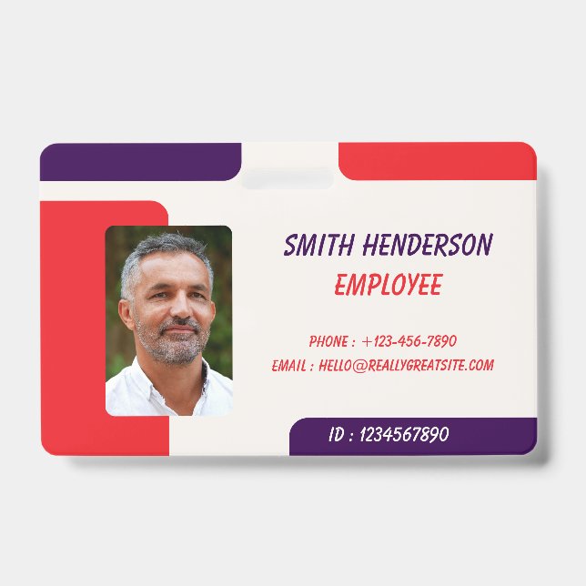 Crachá ID Card Badge | Minimal Business Employee Photo (Frente)