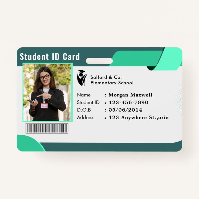 Crachá ID Card Badge Modern Business Student Photo (Frente)