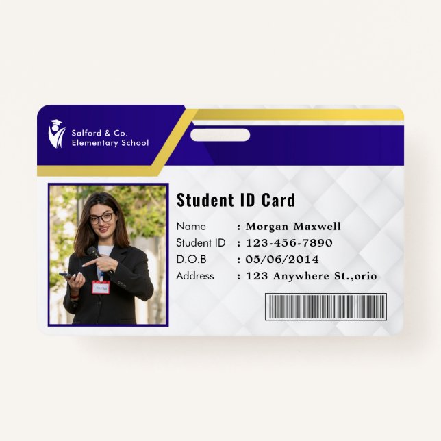 Crachá ID Card Badge Modern Business Student Photo (Frente)