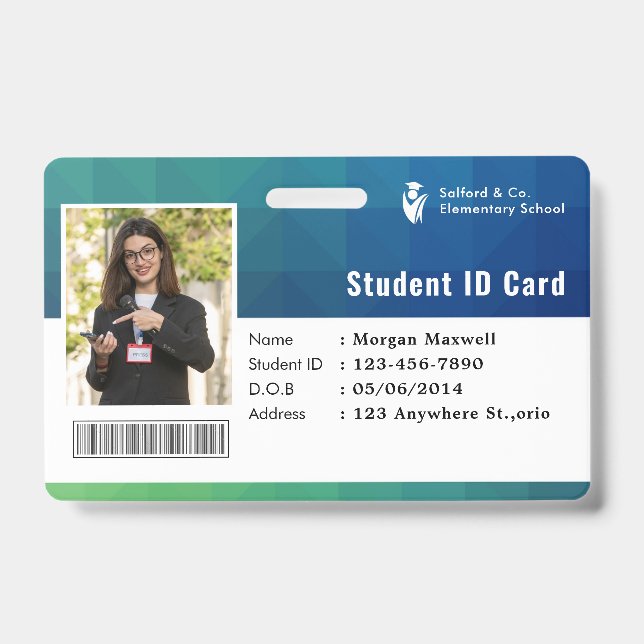 Crachá ID Card Badge Modern Business Student Photo (Frente)