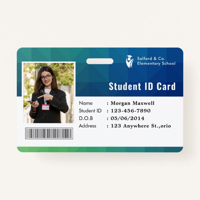 Crachá ID Card Badge Modern Business Student Photo (Frente)