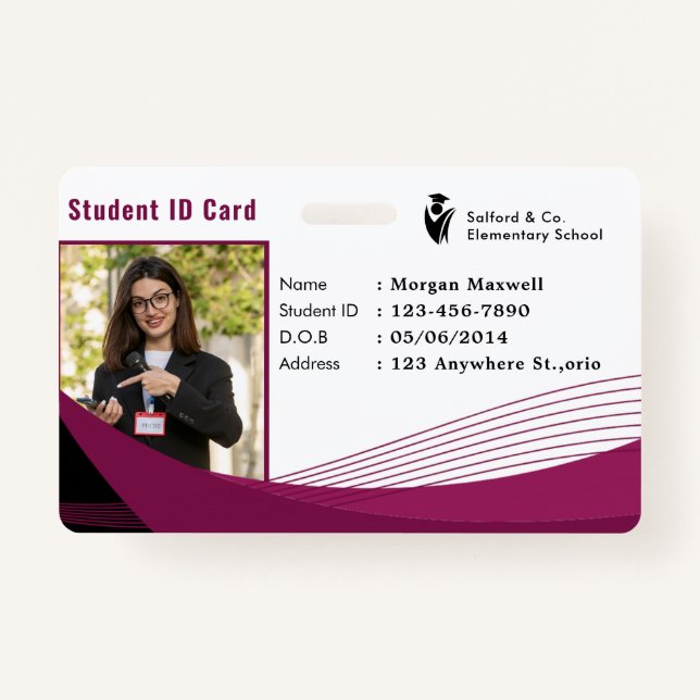 Crachá ID Card Badge Modern Business Student Photo (Frente)