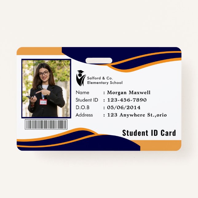 Crachá ID Card Badge Modern Business Student Photo (Frente)