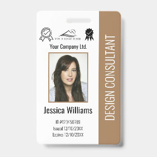Crachá ID castanho do funcionário corporativo personaliza
