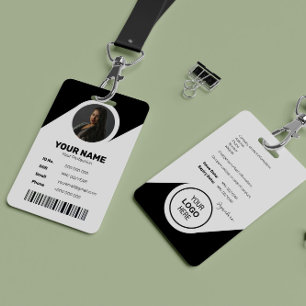 Crachá ID Código de Barras Foto do Funcionário Preto Mode