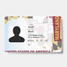 Crachá ID Criativo de Criança - Bandeira de Maryland -VER