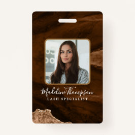 Crachá ID da Empresa Comercial de Agate Dourado para Fáci