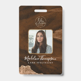 Crachá ID da empresa do logotipo comercial Agel Dourado R