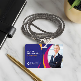 Crachá ID da empresa e Design de fluxo roxo colorido