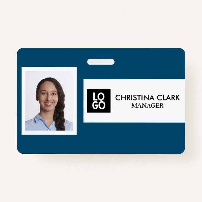 Crachá ID da empresa Logotipo de foto personalizado Nome  (Frente)
