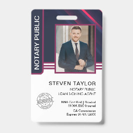 Crachá ID de Agente de Assinatura de Empréstimo de Notári