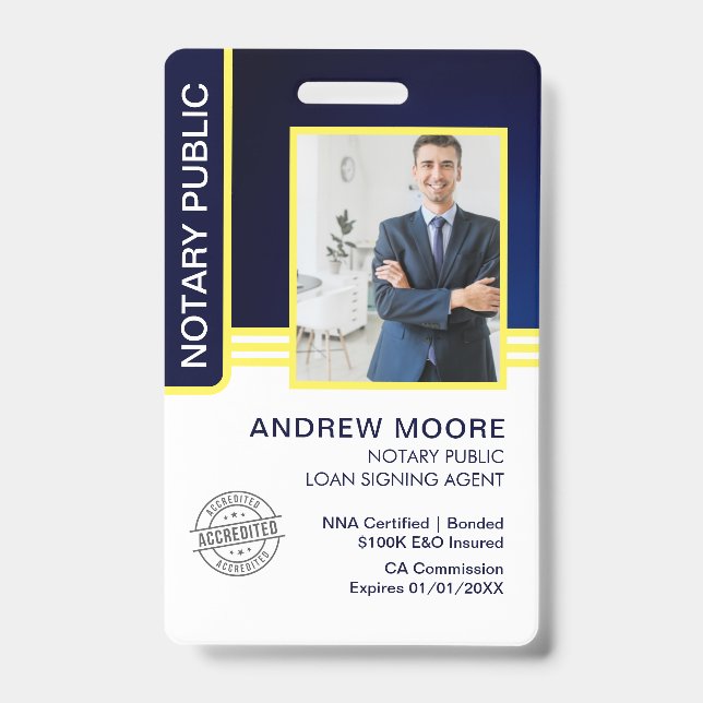 Crachá ID de Agente de Assinatura de Empréstimo Notário P (Frente)